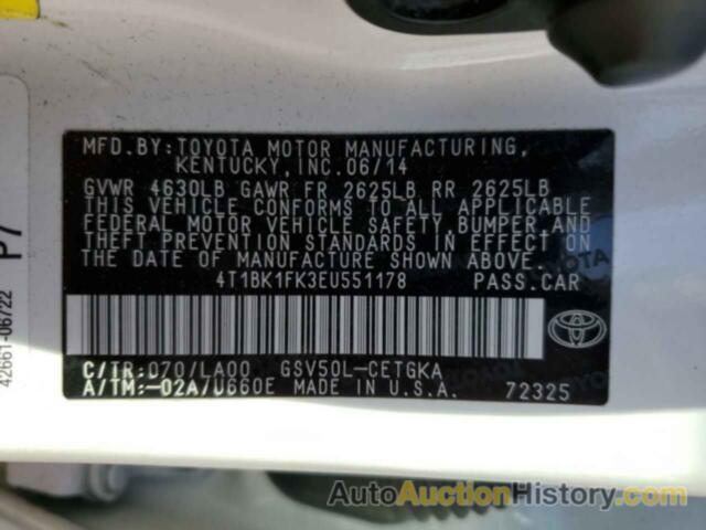 TOYOTA CAMRY SE, 4T1BK1FK3EU551178