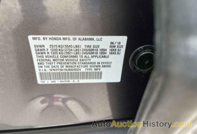 HONDA PILOT LX, 5FNYF5H19JB028524