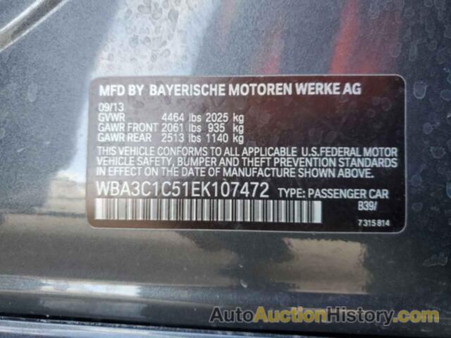 BMW 3 SERIES I SULEV, WBA3C1C51EK107472