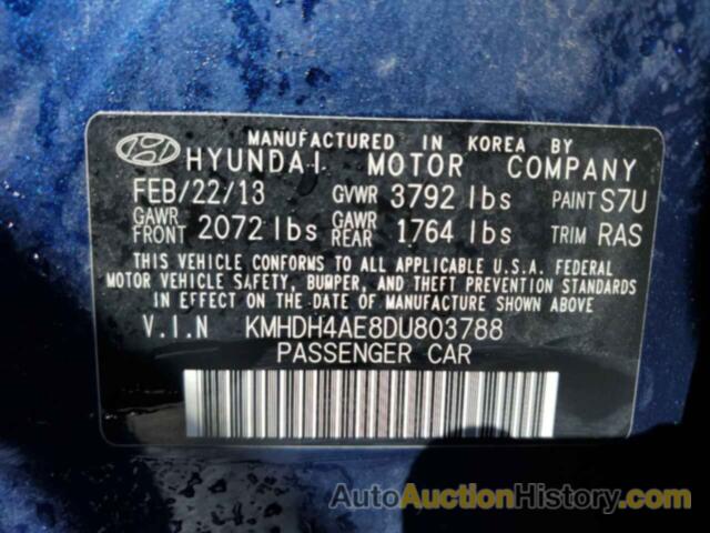 HYUNDAI ELANTRA GLS, KMHDH4AE8DU803788