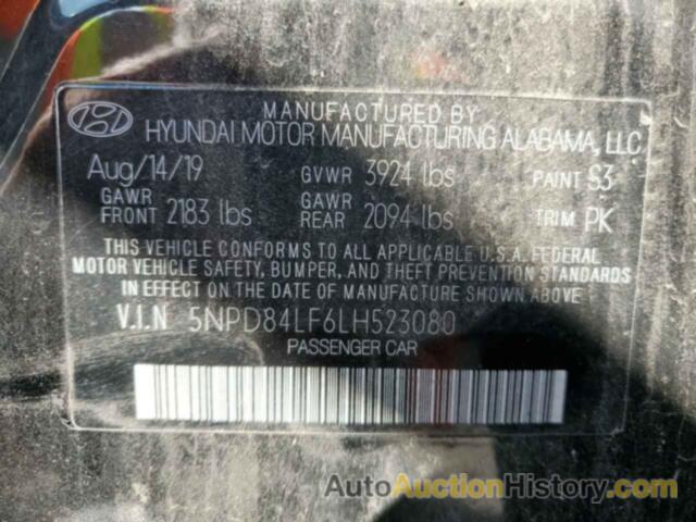 HYUNDAI ELANTRA SEL, 5NPD84LF6LH523080