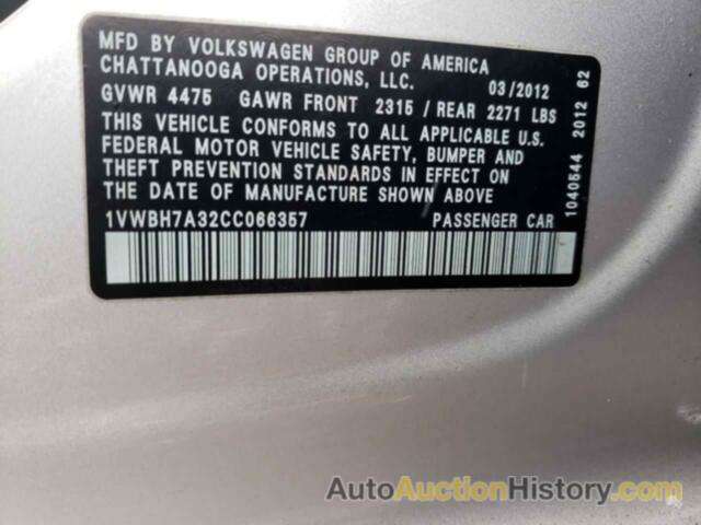 VOLKSWAGEN PASSAT SE, 1VWBH7A32CC066357