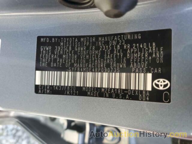 TOYOTA COROLLA LE, 5YFB4MDE4RP090735