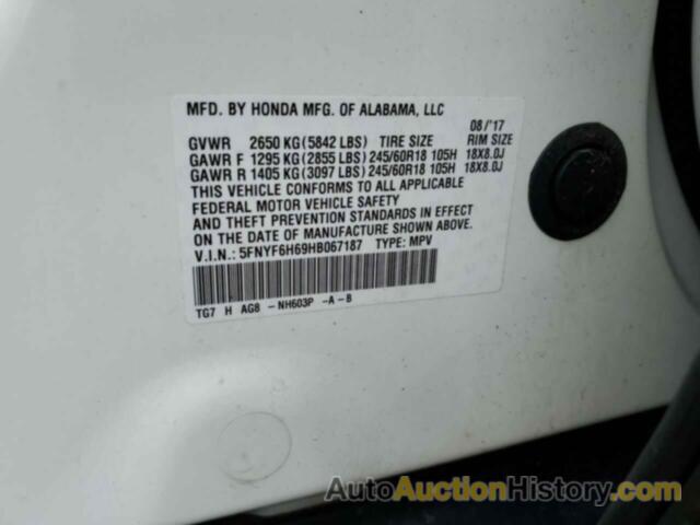 HONDA PILOT EXL, 5FNYF6H69HB067187