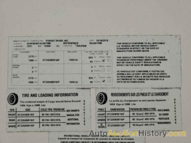 WILDWOOD TRAVEL TRL, 4X4FSEN21KJ047086