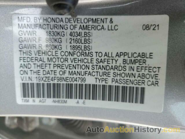 HONDA INSIGHT TOURING, 19XZE4F98NE004799