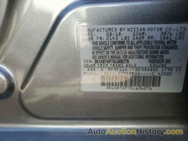 NISSAN SENTRA S, 3N1AB7AP7KL606276