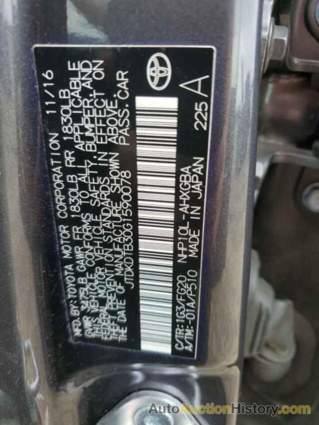 TOYOTA PRIUS, JTDKDTB30G1590078