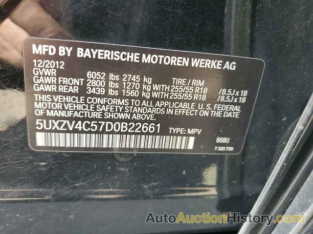 BMW X5 XDRIVE35I, 5UXZV4C57D0B22661