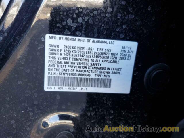 HONDA PASSPORT EXL, 5FNYF8H53LB000046