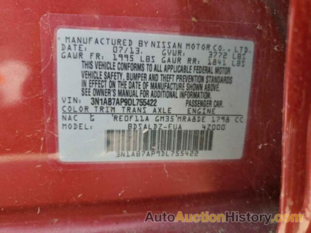 NISSAN SENTRA S, 3N1AB7AP9DL755422