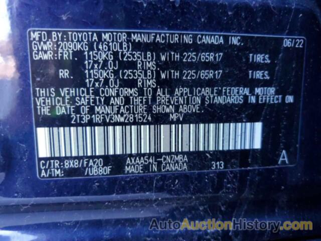 TOYOTA RAV4 XLE, 2T3P1RFV3NW281524