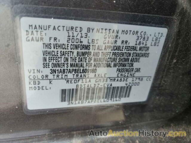 NISSAN SENTRA S, 3N1AB7AP8EL609160