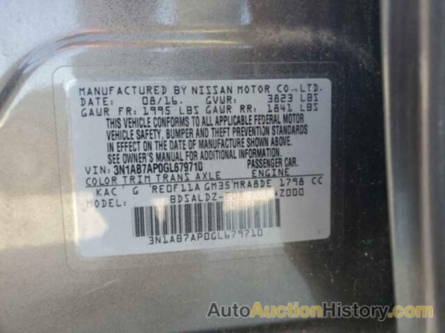 NISSAN SENTRA S, 3N1AB7AP0GL679710