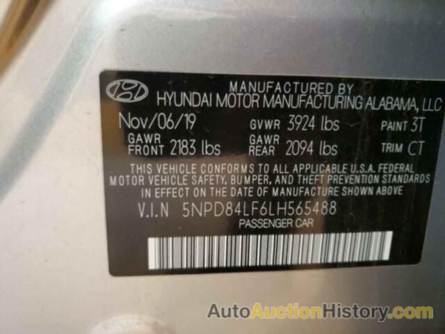 HYUNDAI ELANTRA SEL, 5NPD84LF6LH565488