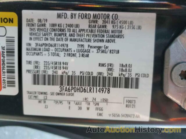 FORD FUSION SE, 3FA6P0HD6LR114978