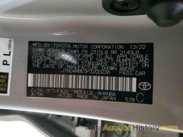 TOYOTA COROLLA SE, JTND4MBE5P3200236