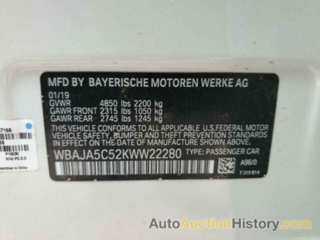 BMW 5 SERIES I, WBAJA5C52KWW22280
