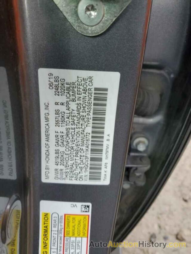 HONDA ACCORD HYBRID, 1HGCV3F11KA016772