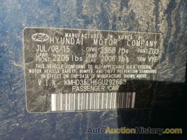 HYUNDAI ELANTRA, KMHD35LH6GU292663