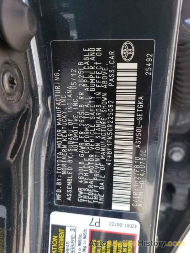 TOYOTA CAMRY BASE, 4T4BF1FK5CR225082