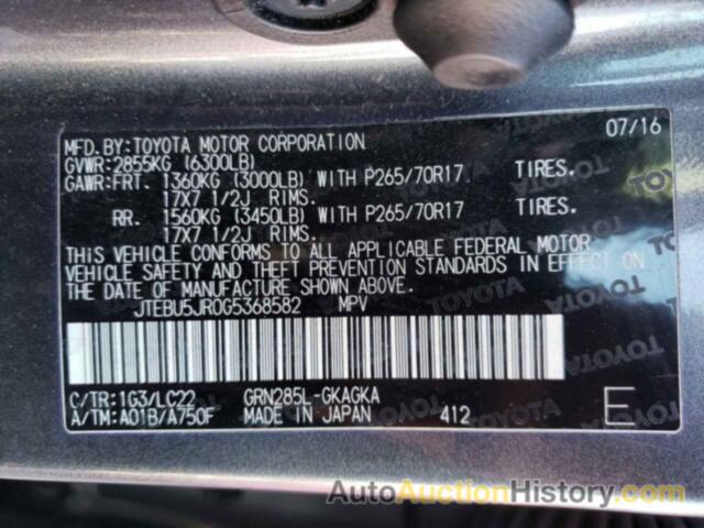 TOYOTA 4RUNNER SR5/SR5 PREMIUM, JTEBU5JR0G5368582