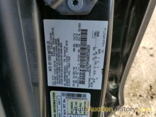 FORD FUSION SEL, 3FA6P0MU6KR236034