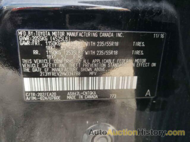 TOYOTA RAV4 LIMITED, 2T3YFREV2HW334788