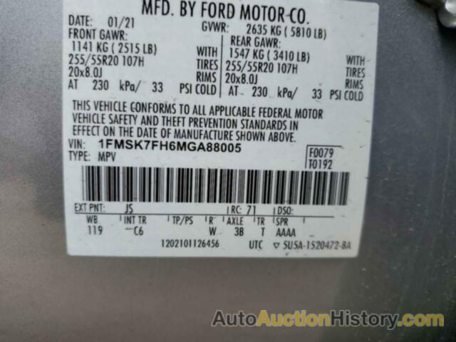 FORD EXPLORER LIMITED, 1FMSK7FH6MGA88005