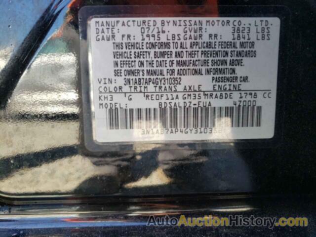 NISSAN SENTRA S, 3N1AB7AP4GY310352