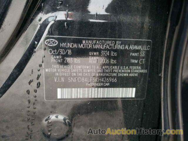 HYUNDAI ELANTRA SEL, 5NPD84LF3KH426966