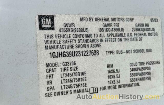 GMC SAVANA G3500, 1GJHG39U231227638