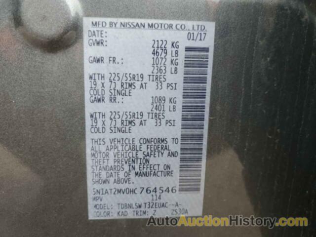 NISSAN ROGUE SV, 5N1AT2MV0HC764546