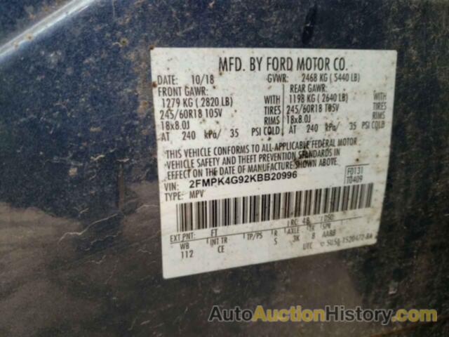 FORD EDGE SE, 2FMPK4G92KBB20996