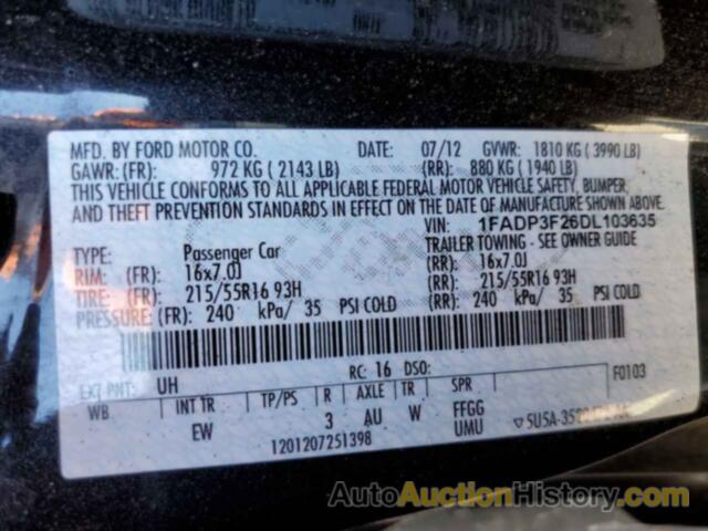 FORD FOCUS SE, 1FADP3F26DL103635