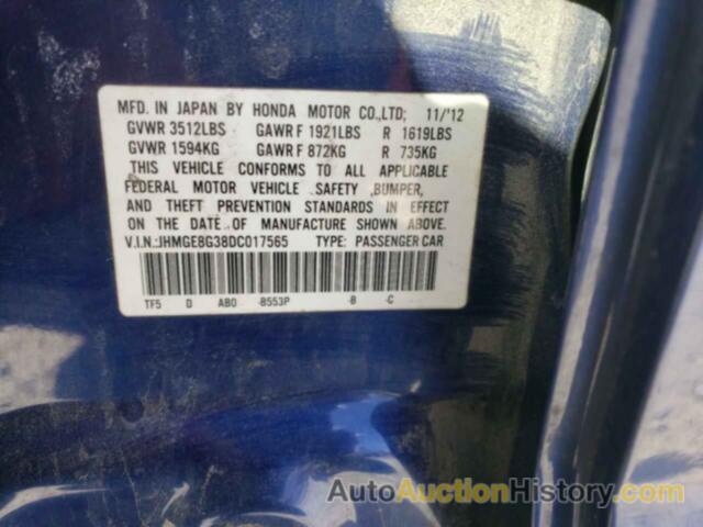 HONDA FIT, JHMGE8G38DC017565