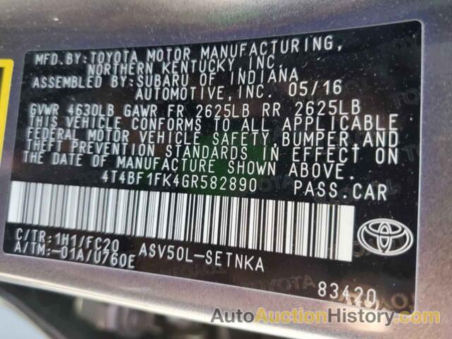 TOYOTA CAMRY LE, 4T4BF1FK4GR582890
