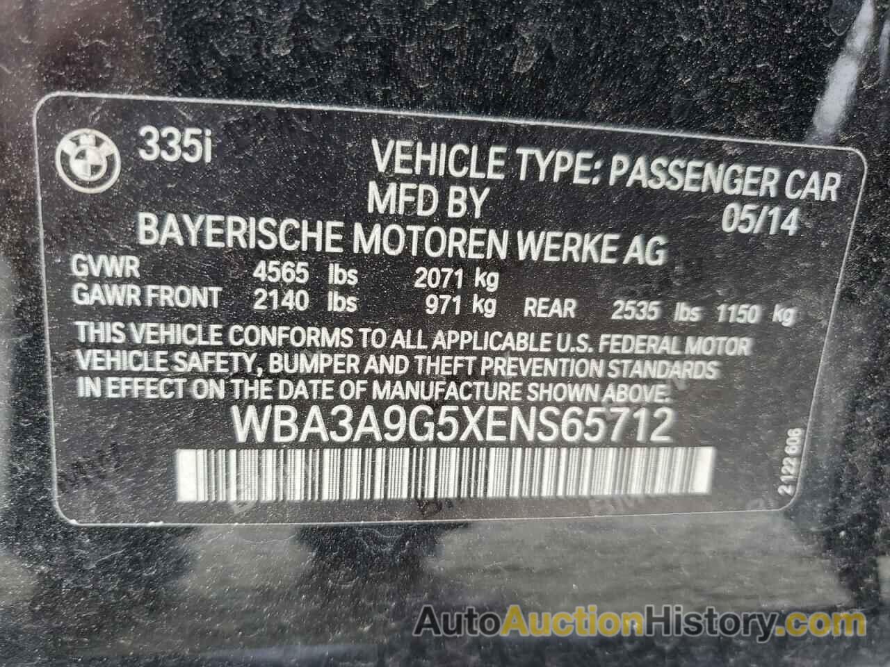 BMW 3 SERIES I, WBA3A9G5XENS65712