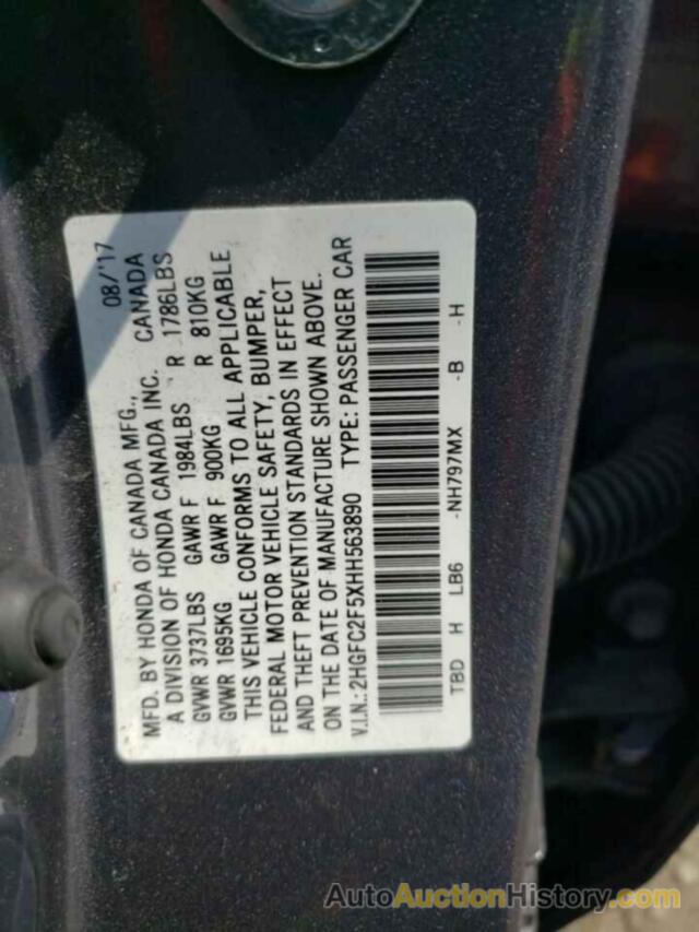 HONDA CIVIC LX, 2HGFC2F5XHH563890