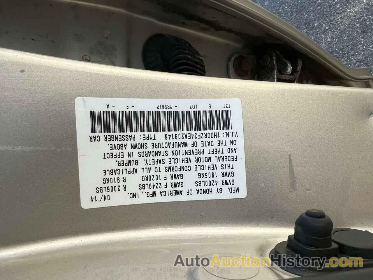 HONDA ACCORD LX, 1HGCR2F34EA209146