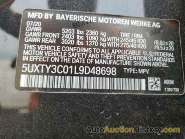 BMW X3 SDRIVE30I, 5UXTY3C01L9D48698