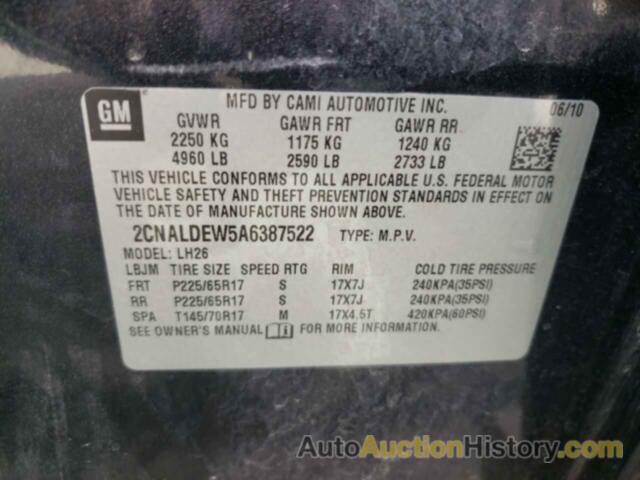 CHEVROLET EQUINOX LT, 2CNALDEW5A6387522