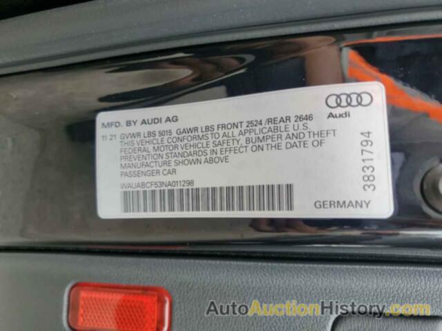 AUDI A5 PREMIUM 40, WAUABCF53NA011298