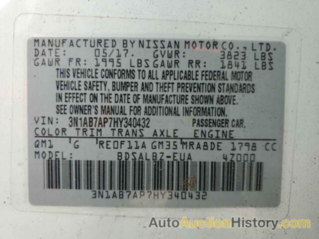 NISSAN SENTRA S, 3N1AB7AP7HY340432