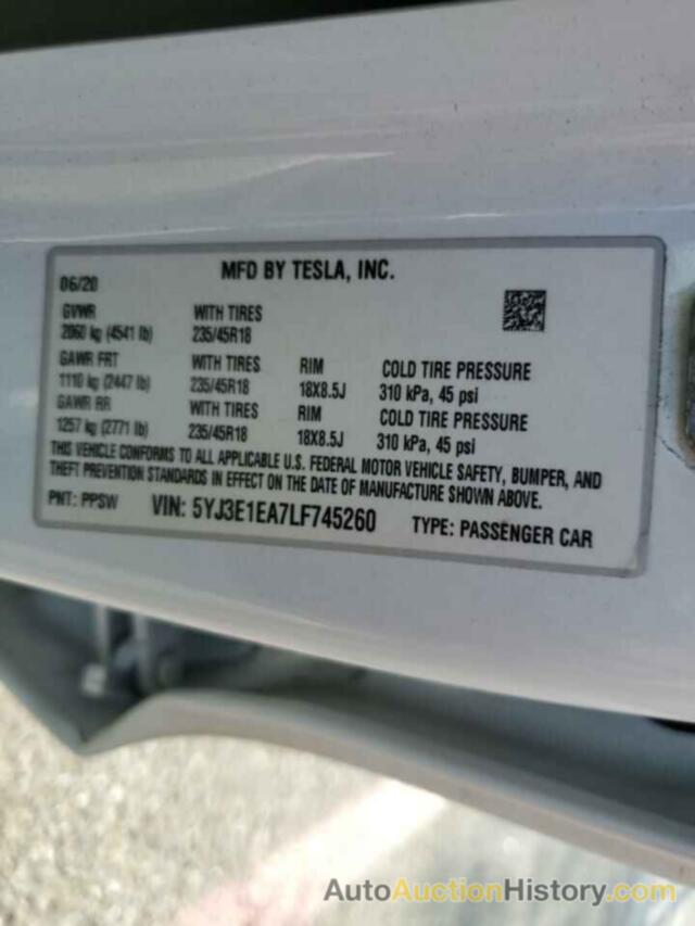 TESLA MODEL 3, 5YJ3E1EA7LF745260