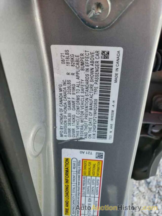 HONDA CIVIC LX, 2HGFE2F21NH520809