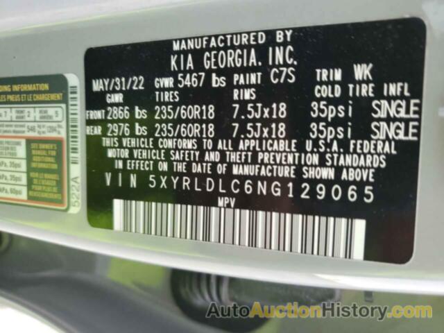 KIA SORENTO S, 5XYRLDLC6NG129065