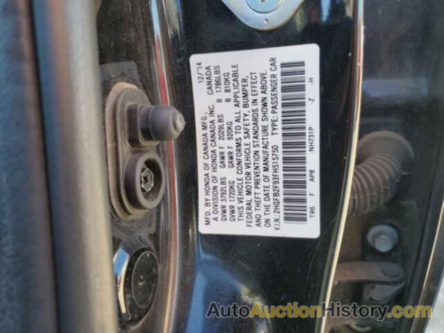 HONDA CIVIC EXL, 2HGFB2F93FH515750