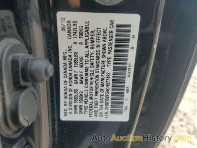 HONDA CIVIC LX, 2HGFB2F54CH577487