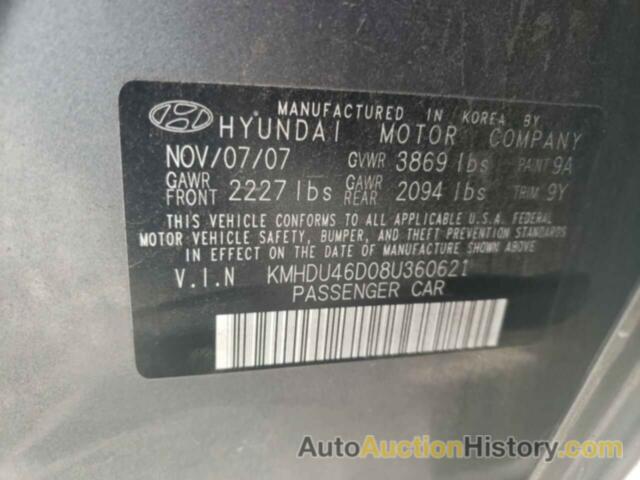 HYUNDAI ELANTRA GLS, KMHDU46D08U360621